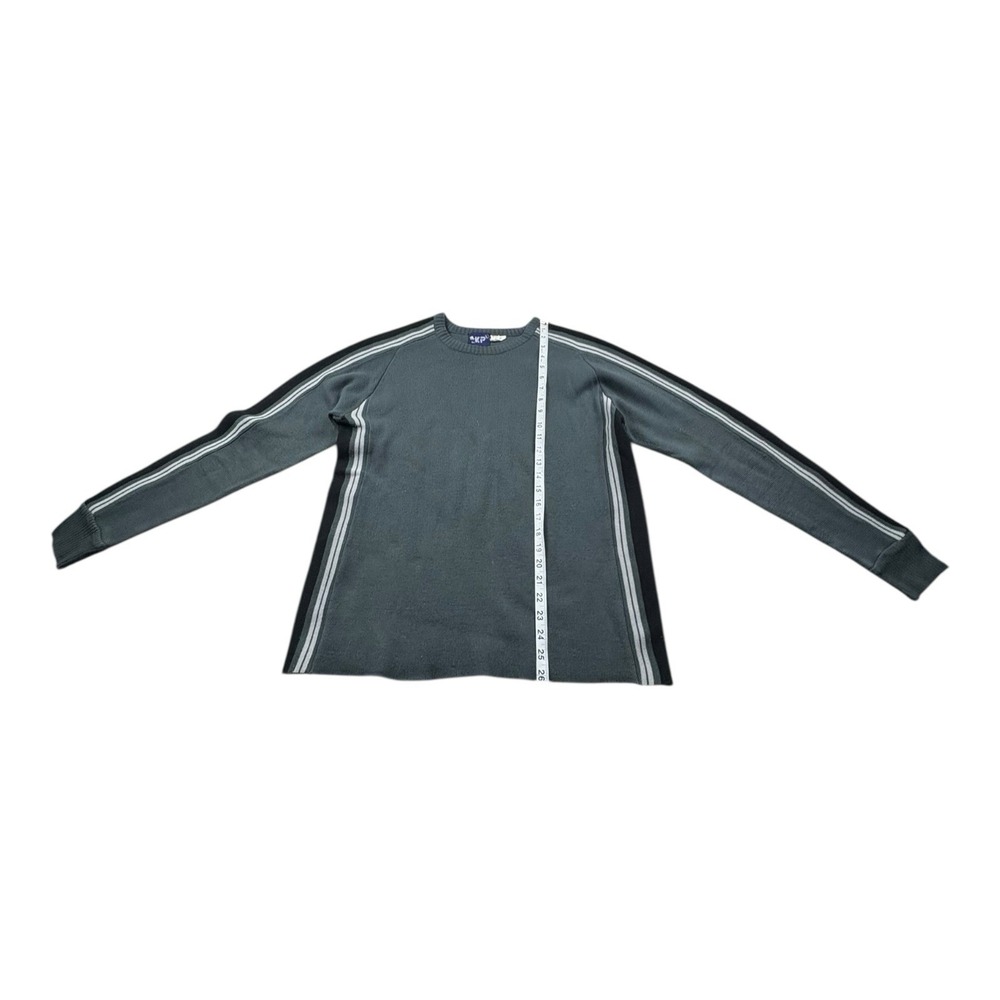 Vintage KP Korea Knit Sweater Green Gray‎ Striped Long Sleeve Size L - Picture 6 of 7